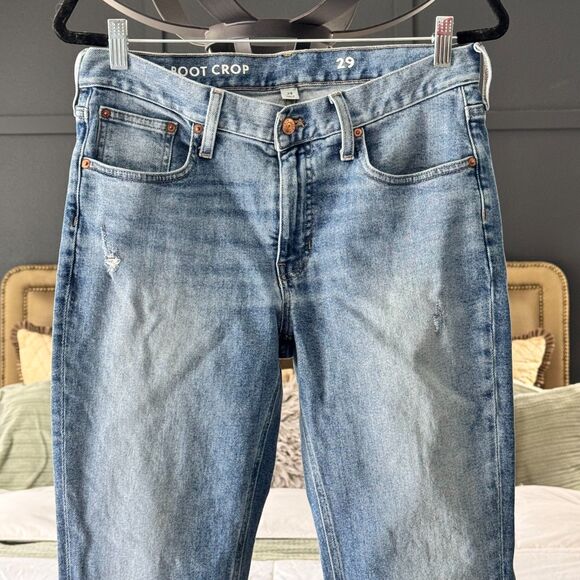 J.Crew Slim Boot Crop Raw Hem Women’s 29 Medium Wash Y2K Raw Hem Streetwear - Picture 5 of 14